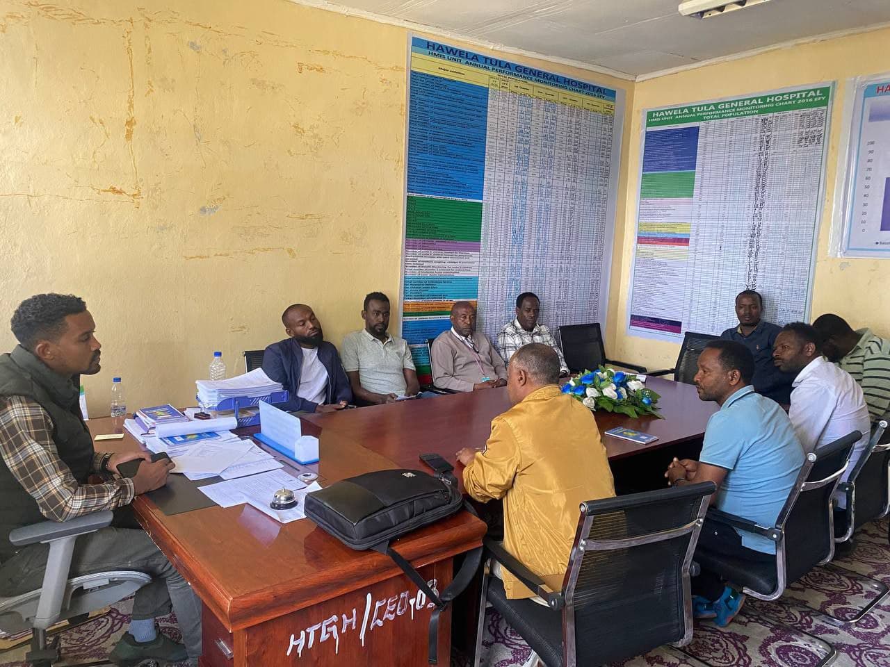 Sidama Region team discussion at Tula General Hospital during the baseline assessment.